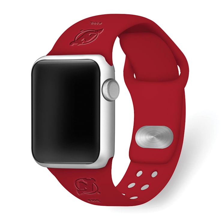 Gametime NHL New Jersey Devils Debossed Silicone Apple Watch Band
(42/44mm M/L). Watch not included.
