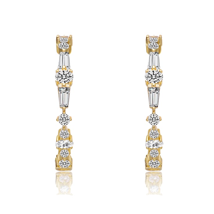 CZ Pave C-Hoop Earrings In 14K Gold Over Sterling Silver