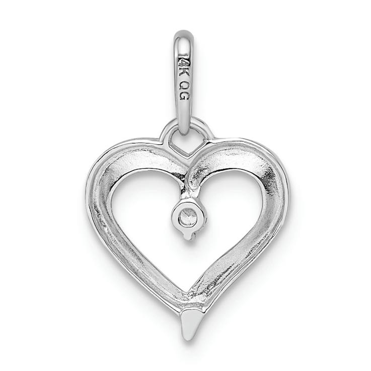 Rhodium Over 14k White Gold Cubic Zirconia Heart Pendant