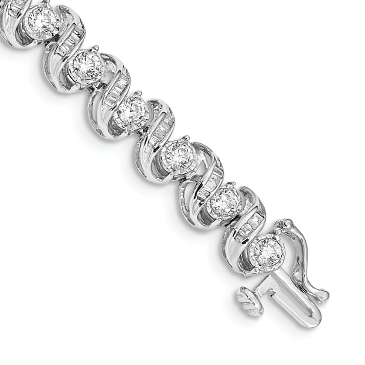 Rhodium Over 14k White Gold Diamond Bracelet