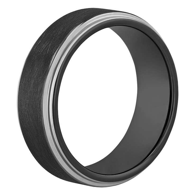 Robert Alton Men's Gunmetal Ion Plated 8mm Band Ring In Tungsten