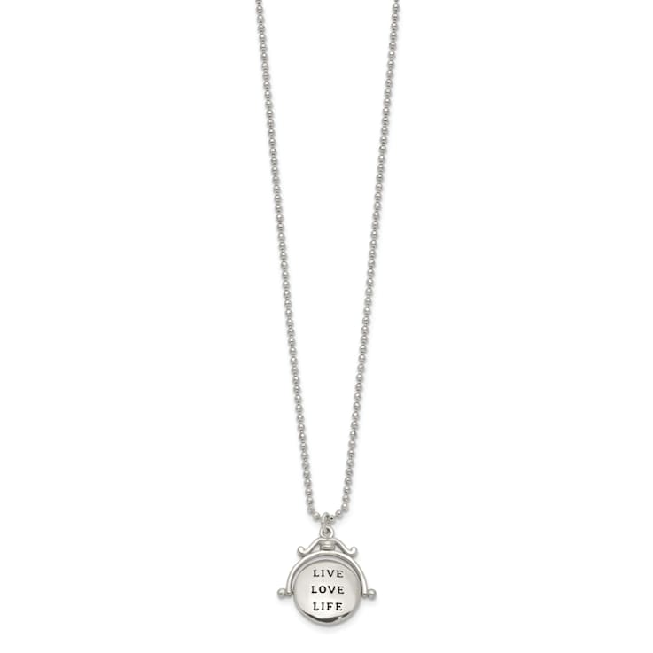 Sterling Silver Polished Reversible Enameled Tree of Life Necklace