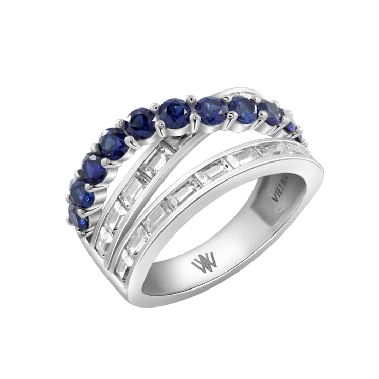Lab Created Blue Saphhire And White Cubic Zirconia Platinum Over
Sterling Silver Ring 2.54ctw