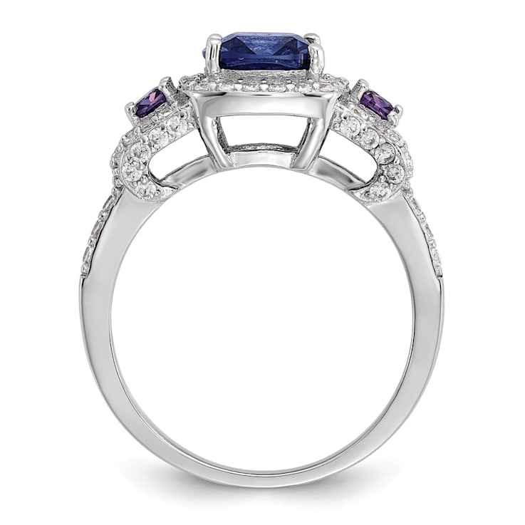 Rhodium Over Sterling Silver Polished Fancy Blue/Purple/White Cubic
Zirconia Ring