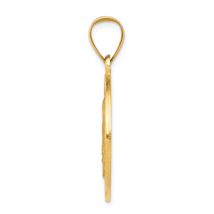 14k Yellow Gold Polished and Satin Mother Teresa Medal Pendant