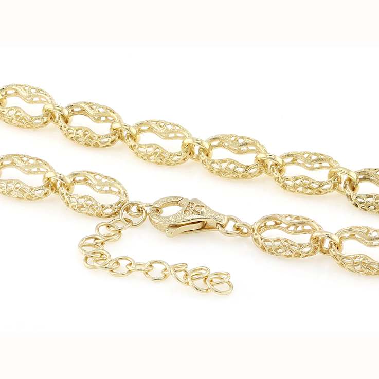 Turkish Mariner Chain Necklace In 18K Gold Over Sterling Silver 8mm 16 Inch