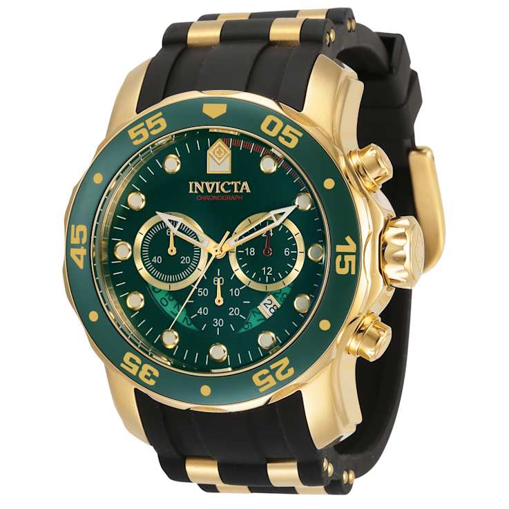 Invicta Pro Diver 48mm Green Dial Silicone, Stainless Steel Band Quartz Watch