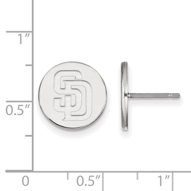 Rhodium Over Sterling Silver MLB LogoArt San Diego Padres Post Earrings