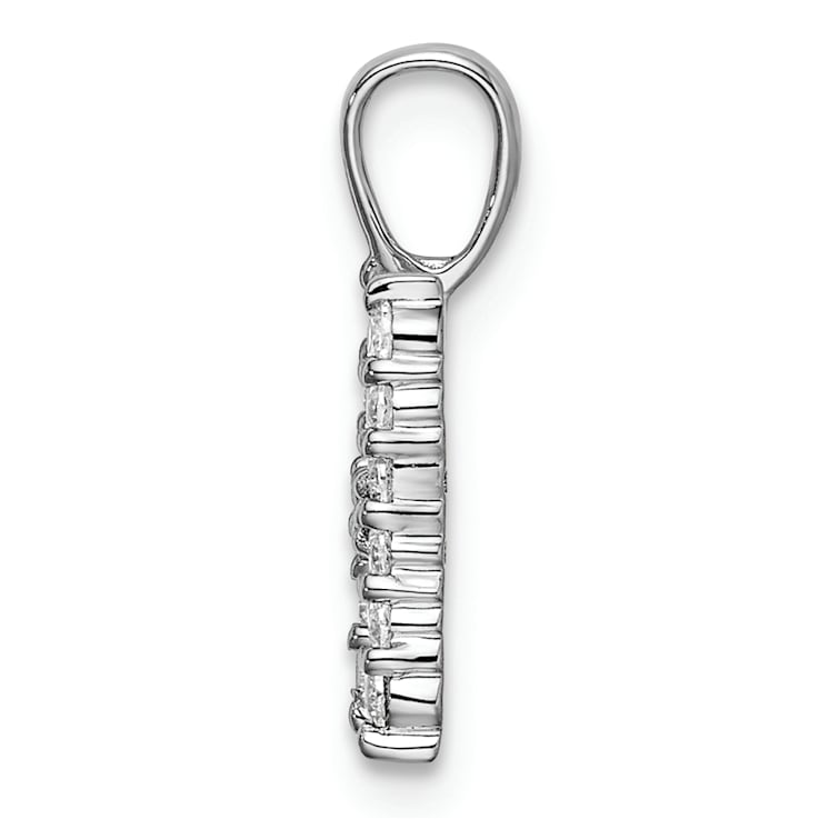 Rhodium Over 14K White Gold Lab Grown Diamond Letter H Initial Pendant