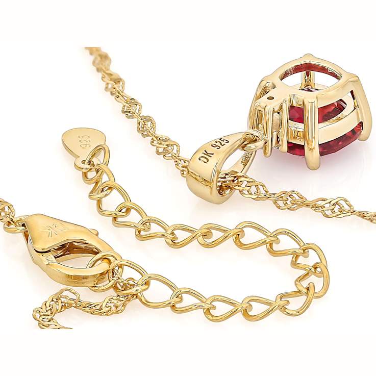 Lab-Created Red Beryl And White Lab-Created Moissanite Pendant Necklace
In 18K Gold Over Sterling Silver 1.73ctw
