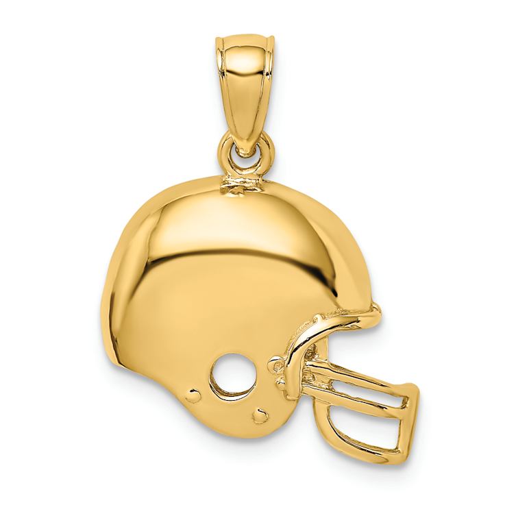 14k Yellow Gold Textured Football Helmet Charm