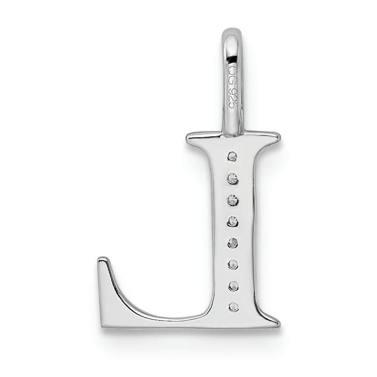 14K White Gold Diamond Letter L Initial Pendant