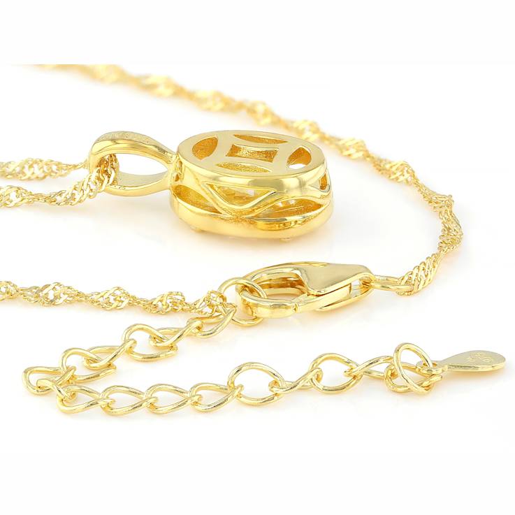 Diamond Simulant Oval Solitaire Pendant Necklace In 18K Gold Over
Sterling Silver 2.25ct