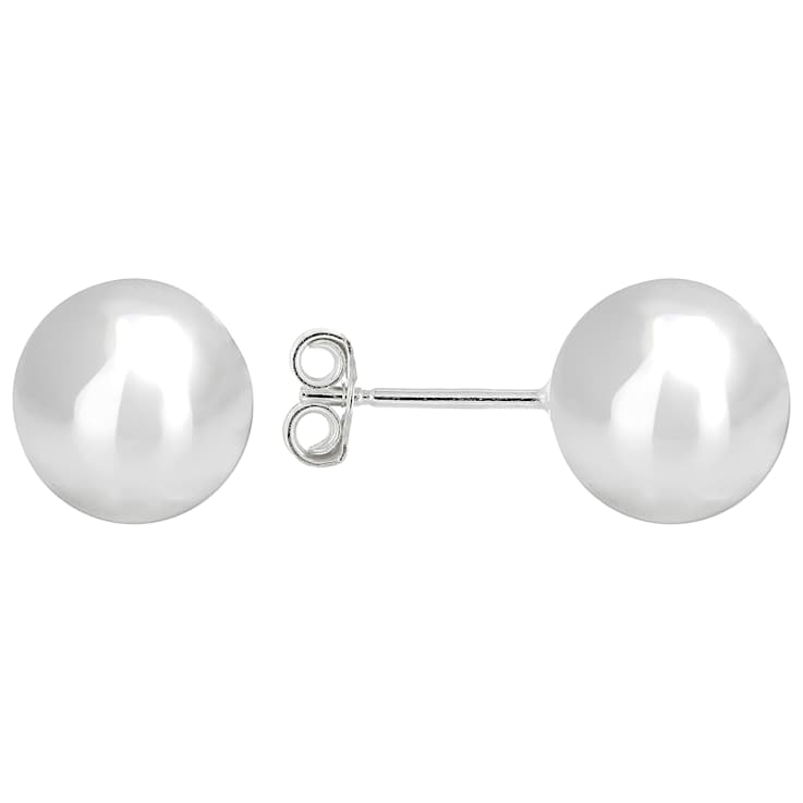 Polished Ball Stud Earrings In Sterling Silver 10mm