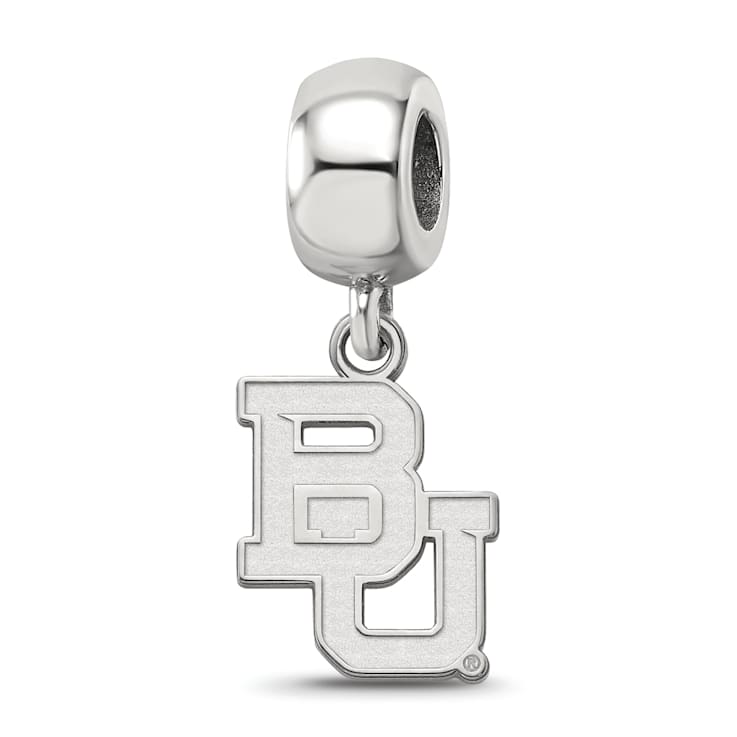Sterling Silver Rhodium-plated LogoArt Baylor University Small Dangle Bead