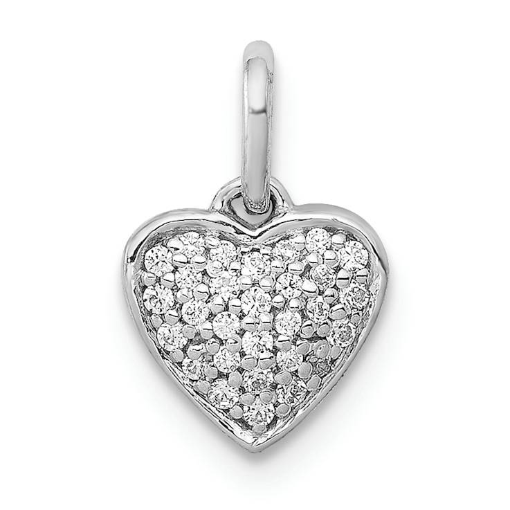 Rhodium Over 14k White Gold Diamond Heart Pendant
