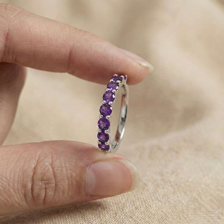 Amethyst Stackable Band Ring In Sterling Silver