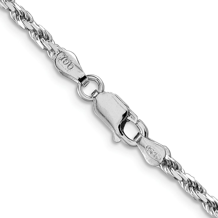 Rhodium Over Sterling Silver 2.5mm Diamond-cut Rope Chain
