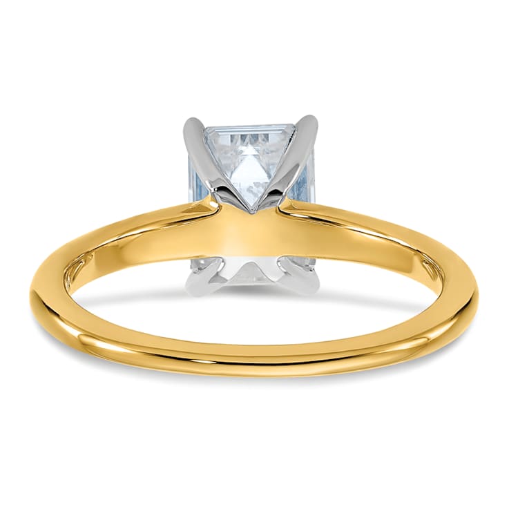 14K Yellow Gold With White Gold Accents 1 3/4 ct. D E F Pure Light
Emerald Moissanite Solitaire Ring