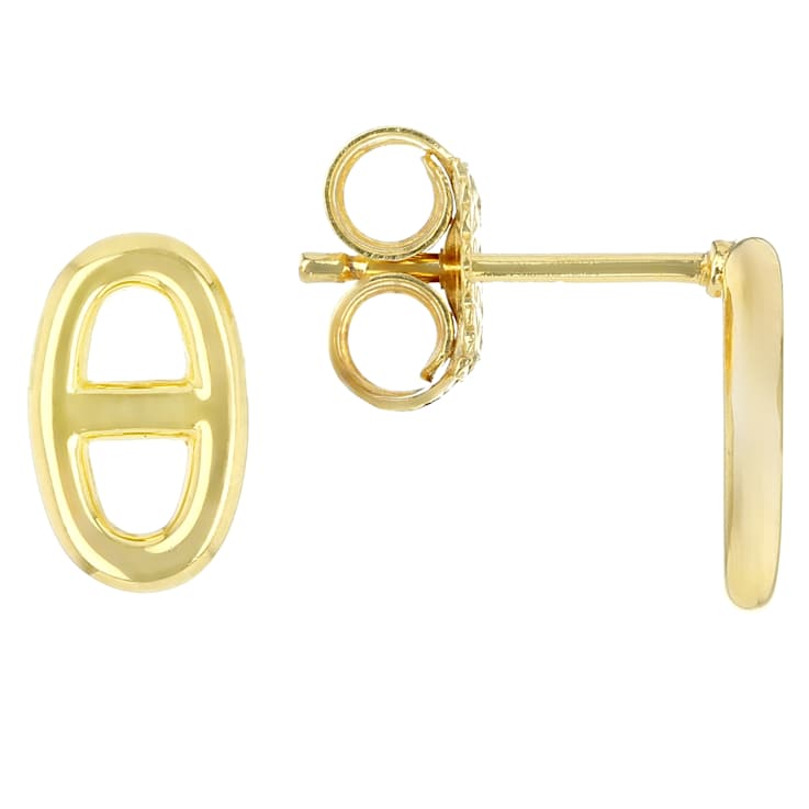 Mariner Link Stud Earrings In 18K Gold Over Sterling Silver