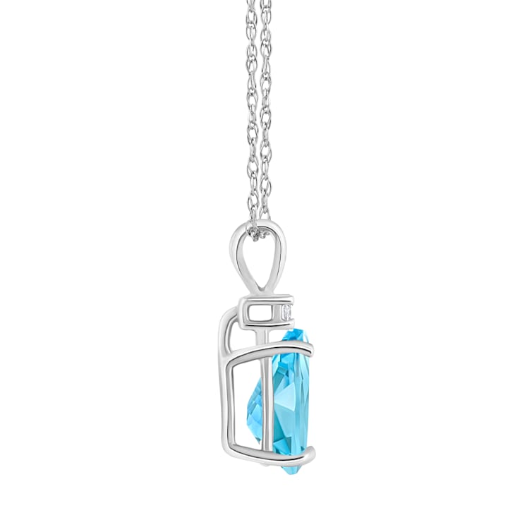 8x5mm Pear Shape Blue Topaz with Diamond Accent 14k White Gold Pendant
With Chain