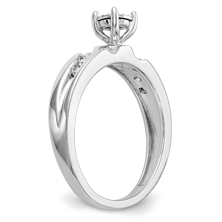 Rhodium Over 14K White Gold Diamond Trio Engagement Ring 0.13ctw