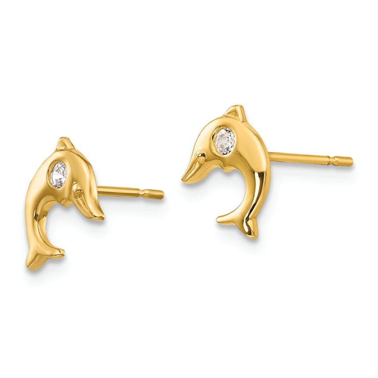 2024高い素材  Cubic Children's Gold Yellow 14k Zirconia Stud Dolphin まとめ売り