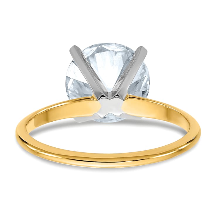 14K Yellow Gold With White Gold Accents 3 ct. D E F Pure Light Round
Moissanite Solitaire Ring
