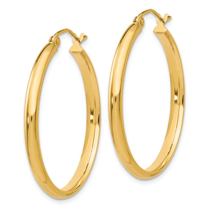 14k Yellow Gold Polished 1 3/16" Hoop Earrings