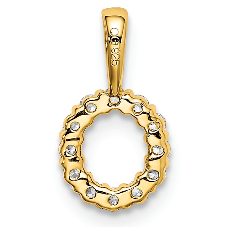 14K Yellow Gold Lab Grown Diamond Letter O Initial Pendant