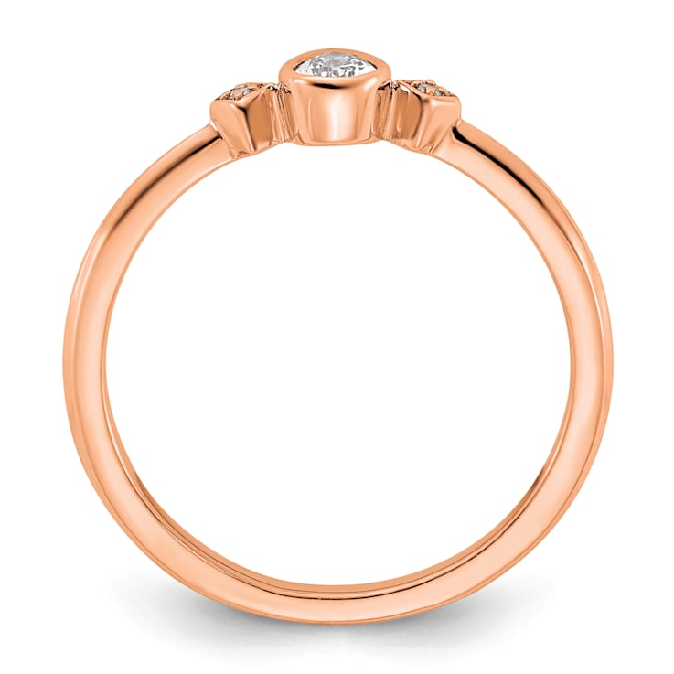 14K Rose Gold Petite Pear Diamond Ring 0.13ctw