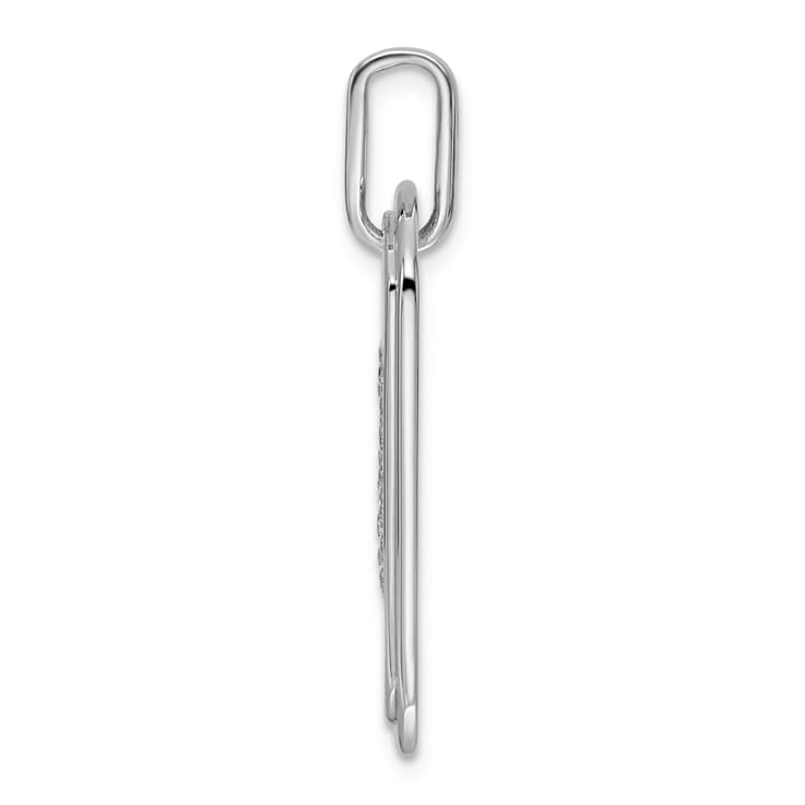 Rhodium Over 14k White Gold Diamond Gold Initial M Dog Tag Charm