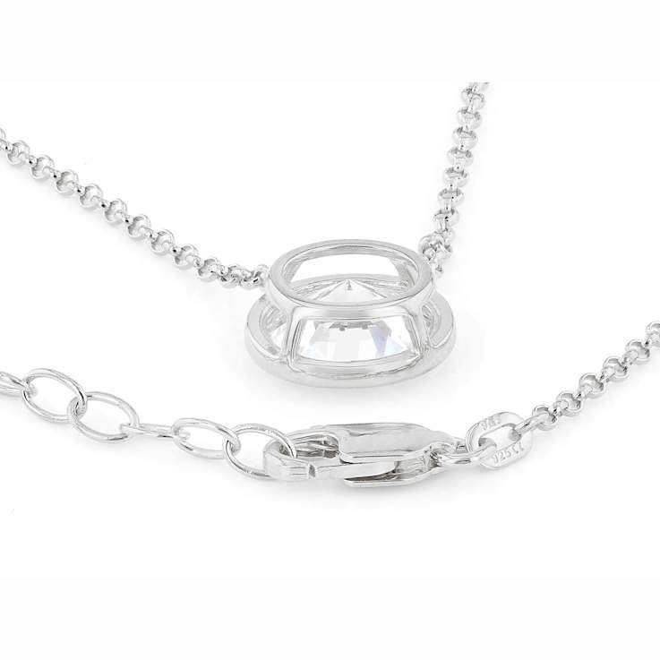 Bezel Set Oval CZ Necklace In Sterling Silver