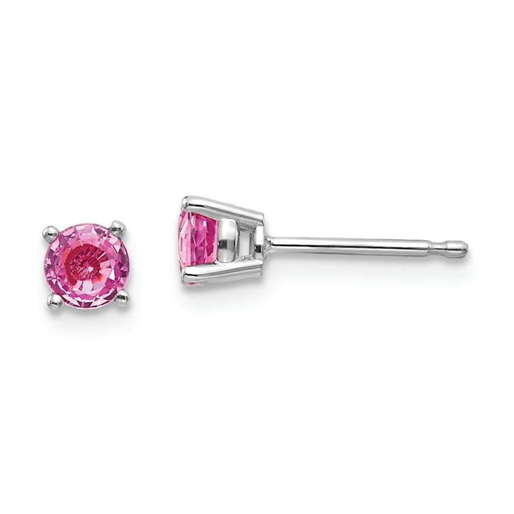 Rhodium Over 14K White Gold Pink Sapphire Earrings