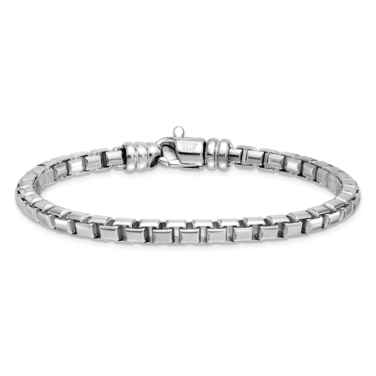Rhodium Over Sterling Silver Polished 5.0mm Box 8 Inch Chain