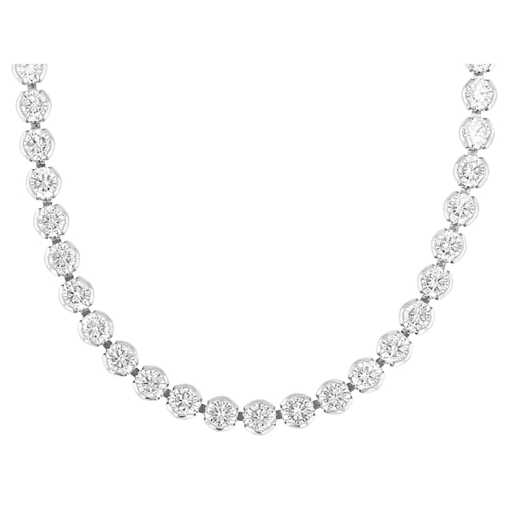 Classic Moissanite Tennis Necklace In Platinum-Enhanced Sterling Silver