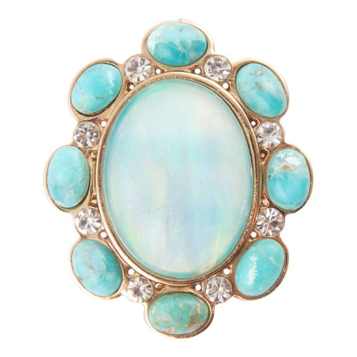 Barse Jewelry Aurora Blue Opal Golden Statement Ring