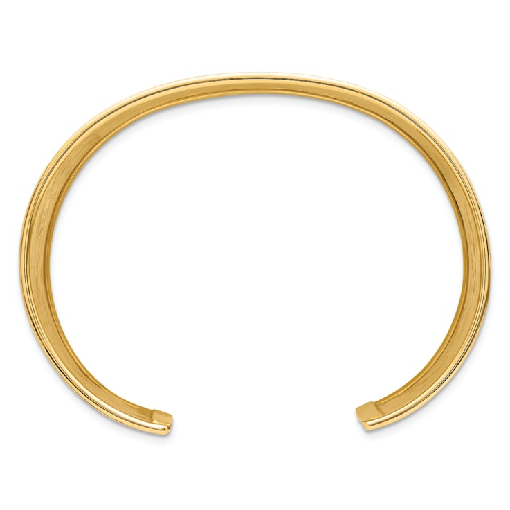 14K Yellow Gold Hammered 47mm Wide Cuff Bangle