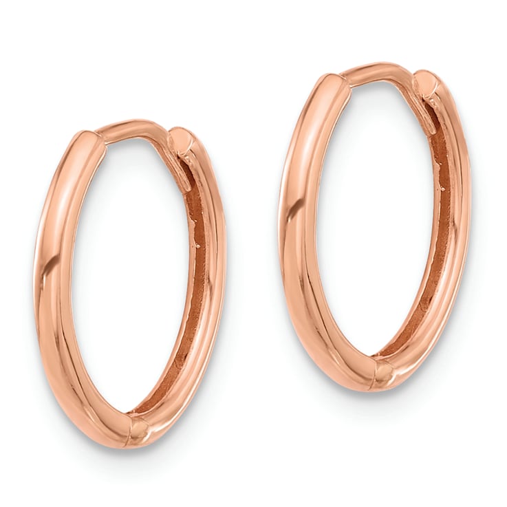 14k Rose Gold Polished 9/16" Hinged Hoop Earrings