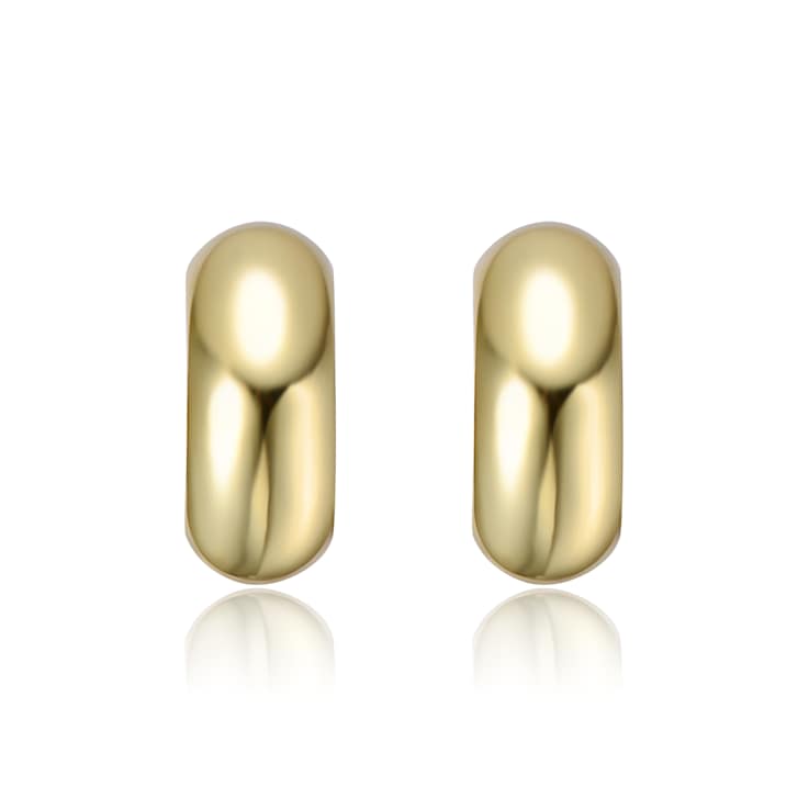 Tubular C-Hoop Earrings In 14K Gold Over Brass