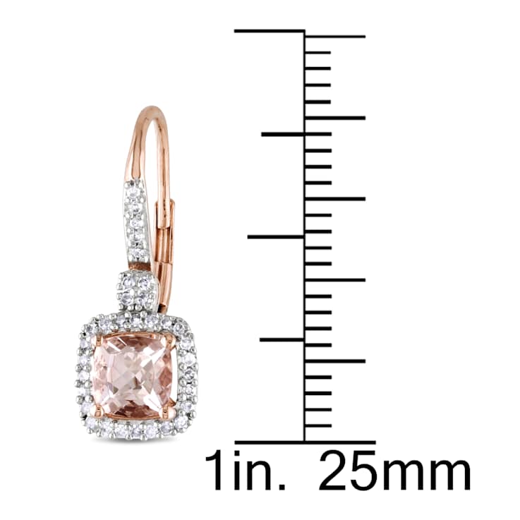 Morganite and Diamond 10K Pink Gold Earrings 1.29ctw
