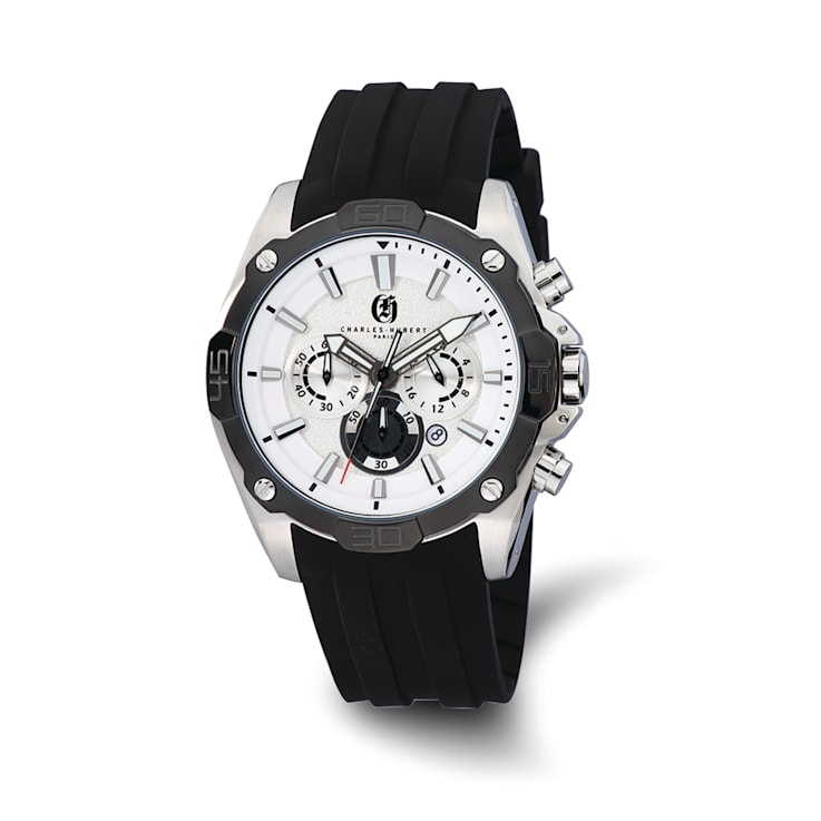Charles Hubert Men's Stainless Steel Chronograph Silver Dial Watch