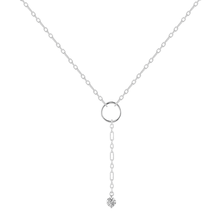 Round White Topaz Rhodium Over Sterling Silver Dainty Necklace, 0.30ct