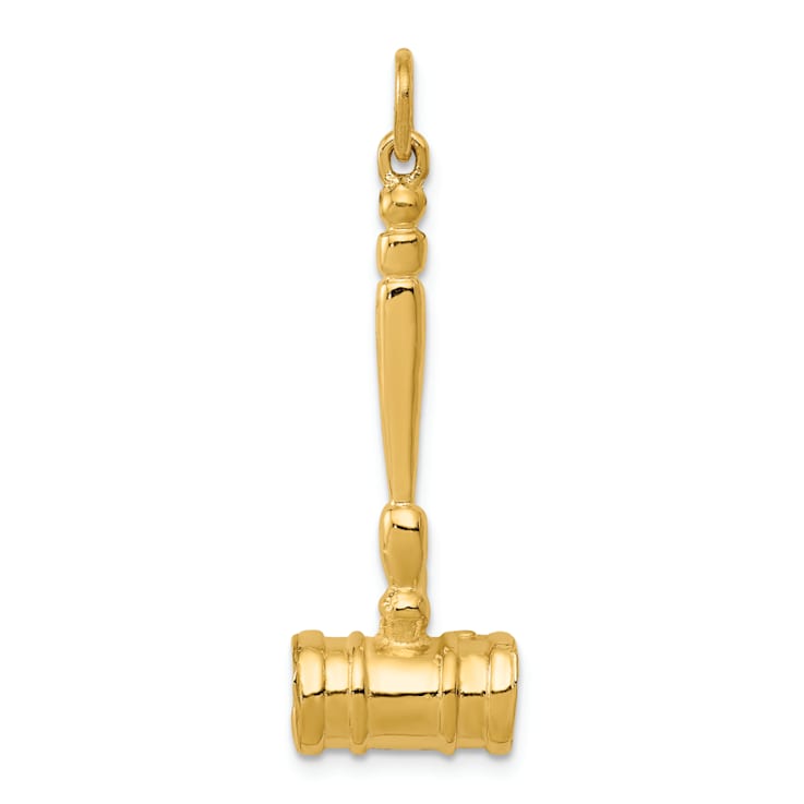 14k Yellow Gold Gavel Charm Pendant