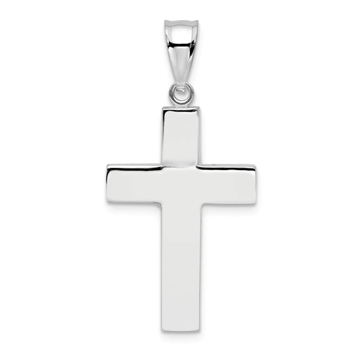 Rhodium Over 14k White Gold Polished Cross Pendant