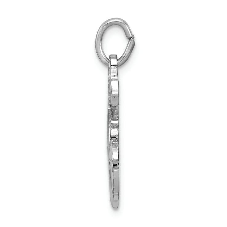 Rhodium Over Sterling Silver Mariner Cross Pendant