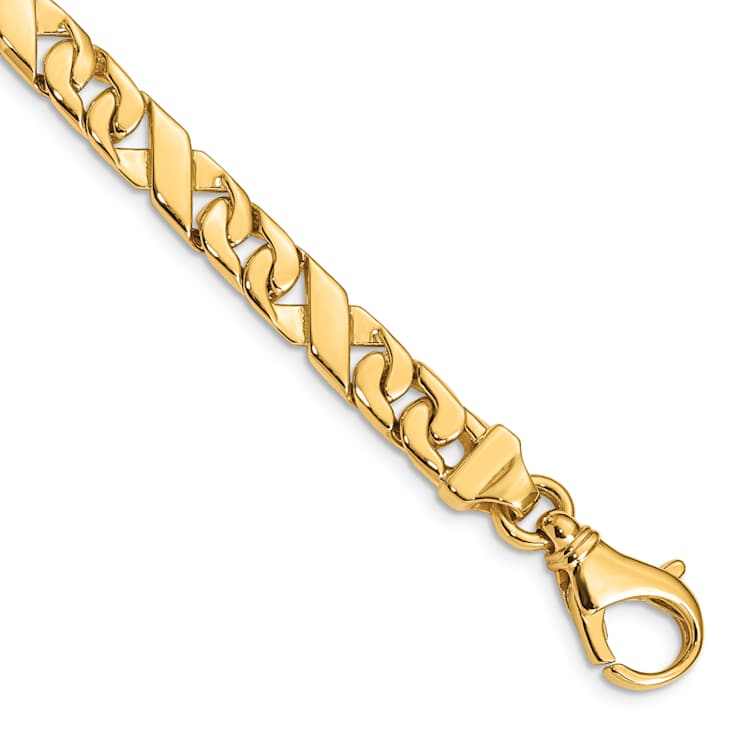 10k Yellow Gold 6.7mm Hand-polished Fancy Link Bracelet