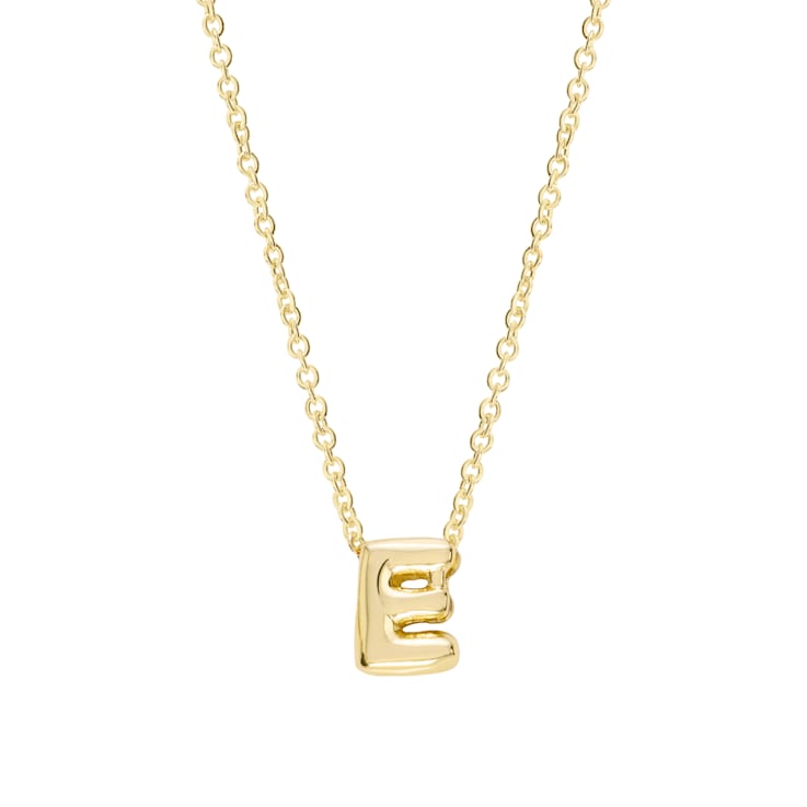 CZ Initial E Tennis Necklace And Pendant Set In 14K Gold Over Brass 4.05ctw