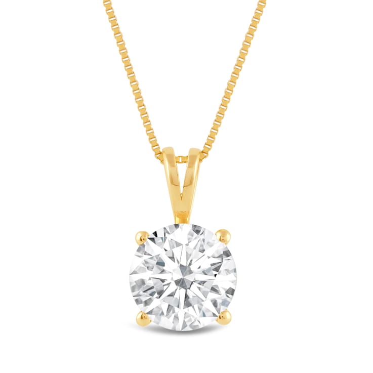 White Cubic Zirconia 14k Yellow Gold Pendant With Chain 2.00ctw