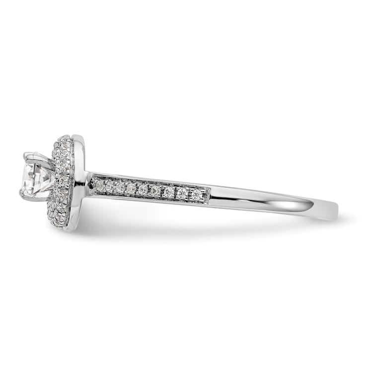 Rhodium Over 14K White Gold Lab Grown Diamond Complete Halo Engagement
Ring 0.405ctw